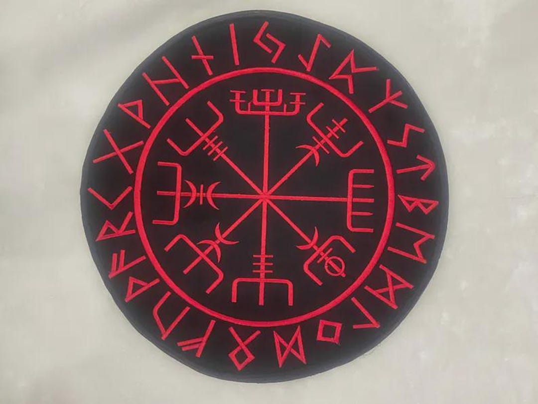 Viking Compass Back Patch: 8 Colored Iron-on Biker Vest Applique (12x12 ...