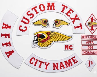 Hells Angels California Patch Set, Embroidered Biker MC Vest Jacket Patches