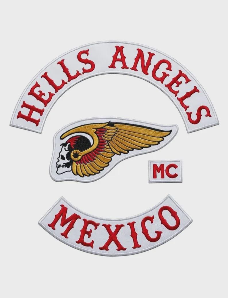 Hells Angels Mexico MC Embroidered Biker Patch Set, Winged Skull ...
