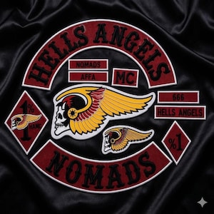 Hells Angels Nomads MC Embroidered Back Patch Set, Biker Vest Skull Wing Motorcycle Rocker