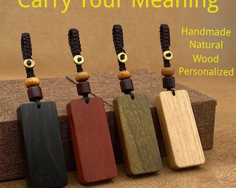 Custom Engraved Wooden Tag, Personalized Keychain Gift, Chinese Style Lucky Charm, Meaningful Gift for Friend Family