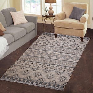 Handgemaakt wollen jute vloerkleed, veelkleurig natuurlijk katoen jute rechthoek plat geweven woonkamer boho groot gebied zuidwestelijk kantoor binnentapijt