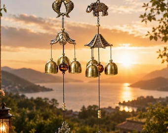 Antique Copper Wind Chime | Retro Metal Garden Bell | Oriental Lucky Pendant | Outdoor Yard Decor | Zen Patio Balcony Gift