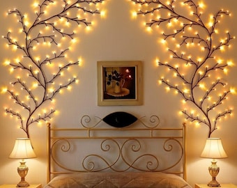 LED Willow Vine Branch Light | Dimmable Wall Tree Lamp | Warm White Fairy Garland | 8 Mode DIY Light Strip | Fairycore Bedroom Decor