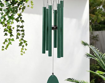 Wind Chimes Deep Tone | 26" Outdoor Aluminum Windchime | Garden Patio Balcony Decor | Memorial Sympathy Gift | Matte Black Yard Art