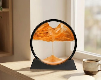 3D Moving Sand Art Picture | 360 Flipping Quicksand Painting | Round Glass Deep Sea Sandscape | Liquid Hourglass Desk Decor | Calming Gift