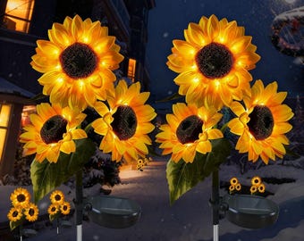 Solar Sunflower Garden Lights | Waterproof LED Pathway Flower Stakes (Yard Decor)