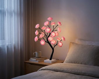Let Your Room Bloom! USB Pink Rose Bonsai Fairy Lamp