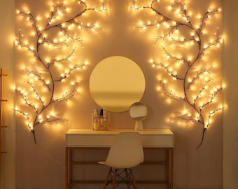LED Willow Vine Branch Light | Dimmable Wall Tree Lamp, Warm White Garland
