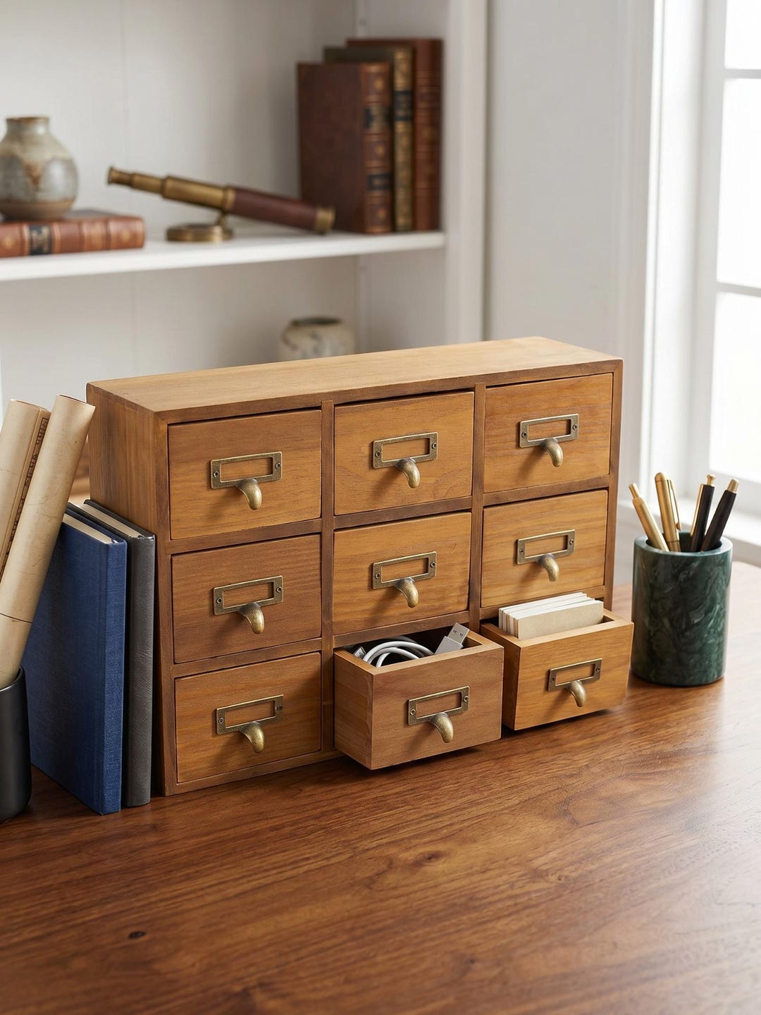 Wooden Apothecary Cabinet, Vintage Style Desk Organizer, Craft Storage ...
