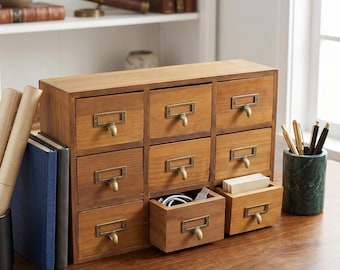 Wooden Apothecary Cabinet, Vintage Style Desk Organizer, Craft Storage Drawers