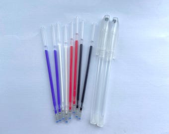 Heat Erasable Fabric Marking Pen Set | 2 Stifte + 8 Minen (4 Farben) | Sashiko Quilting Nähen Marker | Bügelbild Musterstift