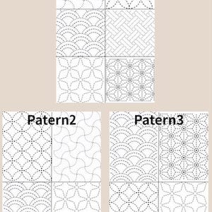 May include: A collection of three white sheets labelled Patern1, Patern2, and Patern3, each featuring a grid of six distinct black dashed geometric patterns including circles, waves, stars, and woven lines on a plain white background.