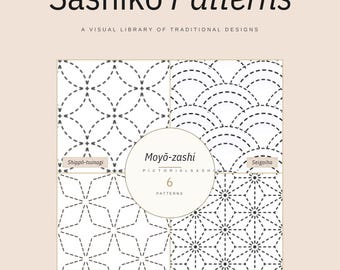 Moyo-zashi Sashiko Musterbuch | 6 Japanische Stickdateien-Designs (PDF Download)