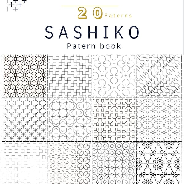 Sashiko Pattern Book PDF | 20 Japanese Embroidery Designs | Hitomezashi | Printable Templates Download
