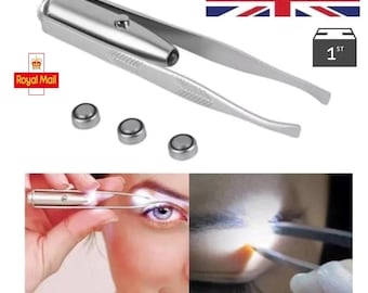 LED Tweezers  - Eyebrows Pair of Tweezers with batteries