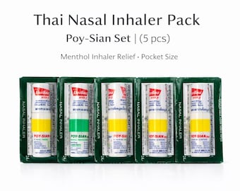 Confezione di inalatori nasali tailandesi / Set Poy-Sian (5 pezzi) / Rinfrescante ed energizzante