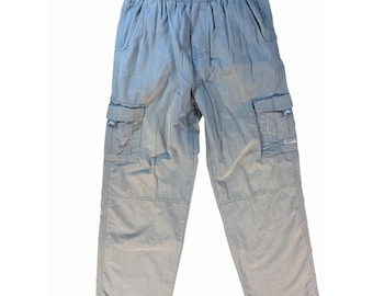 Rusty Cargo Pants Mens Large Blue Grey Baggy Skate Surf Y2K Vintage Style Tech