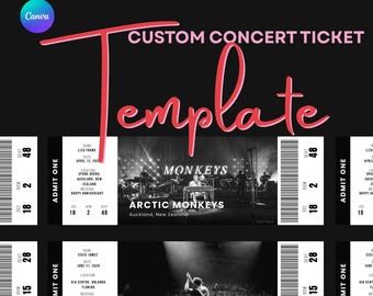 Personalized Concert Ticket Template, Editable Canva Ticket, Custom Music Event Gift Printable Download
