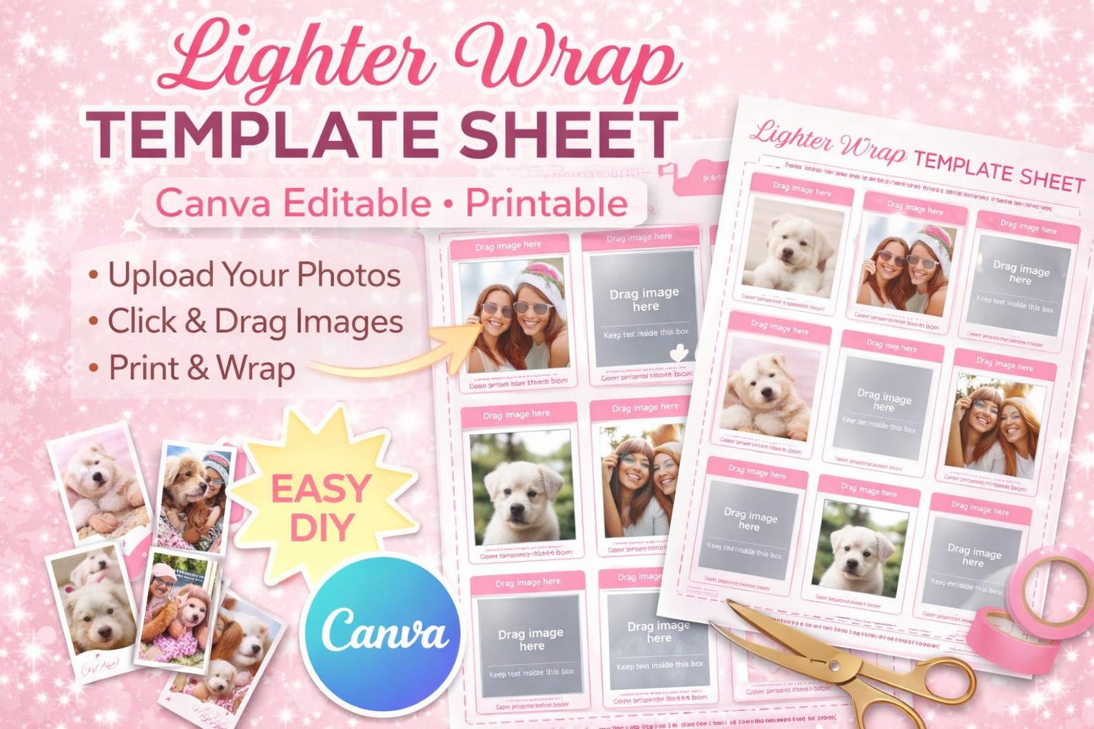 Custom Lighter Wrap Template | Canva Editable | Printable Lighter ...