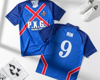 Koszulka Bluelock PXG z niestandardowym imieniem i numerem – koszulka cosplay unisex