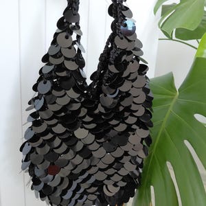 Modello per borsa a rete con paillettes all'uncinetto: tutorial per borsetta da sera di Halloween (download digitale)