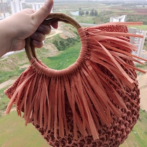 Crochet Concha Bag PDF Pattern | 3D Raffia, Ring Handle, Fringe Tutorial (Digital Download)