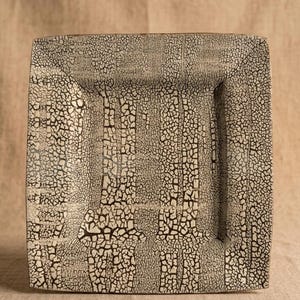 Handgefertigt im Töpferheiligtum von Mashiko, Japan. Eine seltene Kairagi (Pflaumenblüten-Haut) Meisterstück Servierplatte