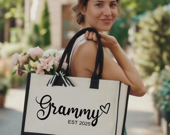 Custom Grammy Tote Bag, Grandma Tote Bag, Personalized Grammy Bag, Gift for Grammy, Mothers Day Gift, Grammy Est 2025 Bag, Mama Tote Bag