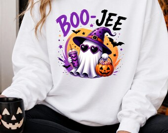Boo-Jee Ghost Sweatshirt - Cute Halloween Witch Ghost Crewneck