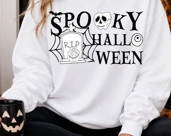 The Witch Is In Shirt | Funny Halloween Sweater | Flying Witch Crewneck | Spooky Vibes Pullover | Vintage Halloween Aesthetic Tops