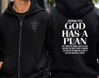 Christian Full Zip Hoodie, Jeremiah 29:11 Hoodie