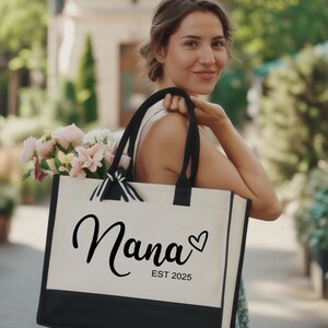 Custom Nana Tote, Personalized Nana Est 2025 Bag image 1