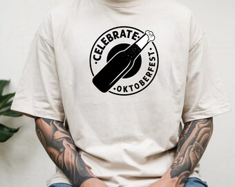 Celebrate Oktoberfest Beer Bottle Graphic T-Shirt - Vintage Beer Festival Tee