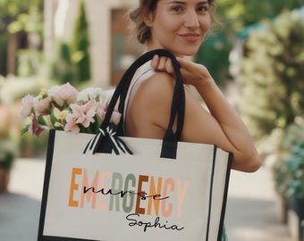 Custom Emergency Nurse Tote Bag, Personalized Er Nurse Tote Bag, Registered Emergency Nurse Bag,  Emergency Department Bag, Er Nurse Gift