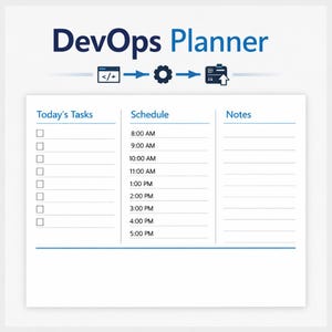 DevOps Daily Planner | CI/CD Task Tracker | Deployment Checklist | Aws Docker Kubernetes Productivity Template | Editable Canva PDF