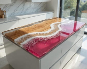 Encimera de bar Canyon River Epoxy – Encimera de resina roja hecha a mano, tamaño personalizado