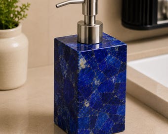 Luxus Lapis Lazuli Seifenspender | Handgemachte Blaue Stein Badezimmer Accessoire