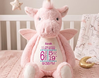 Personalized Birth Stats Unicorn, Custom Newborn Gift for Girls, Baby Shower Keepsake, Magical Birthday Gift