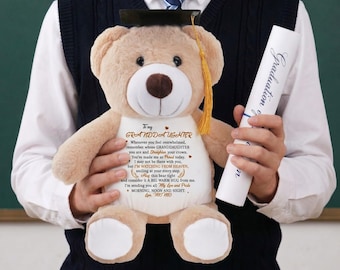 Granddaughter Graduation Gift from Heaven, Custom Graduation Memorial Bear, Personalized MOMO Remembrance Gift, Graduation of 2026
