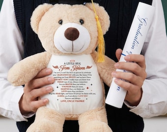 Ours en peluche commémoratif de remise des diplômes personnalisé, cadeaux de la promotion 2026, peluche personnalisée Câlin du ciel, souvenir de deuil