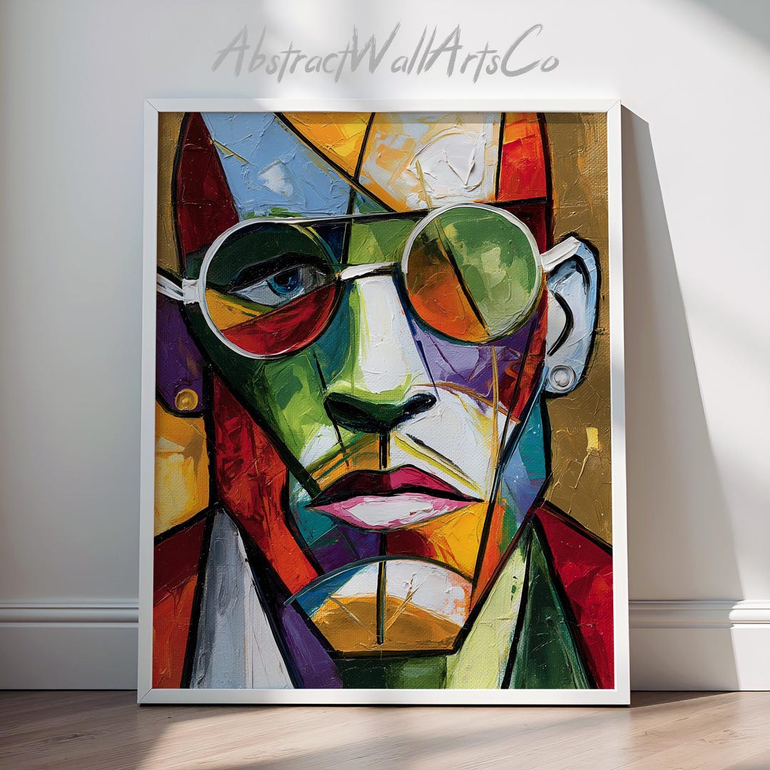 Cubist Art Rabbit Abstract Pop-art Rabbit Portrait, Colorful Cubist-inspired Geometric ...