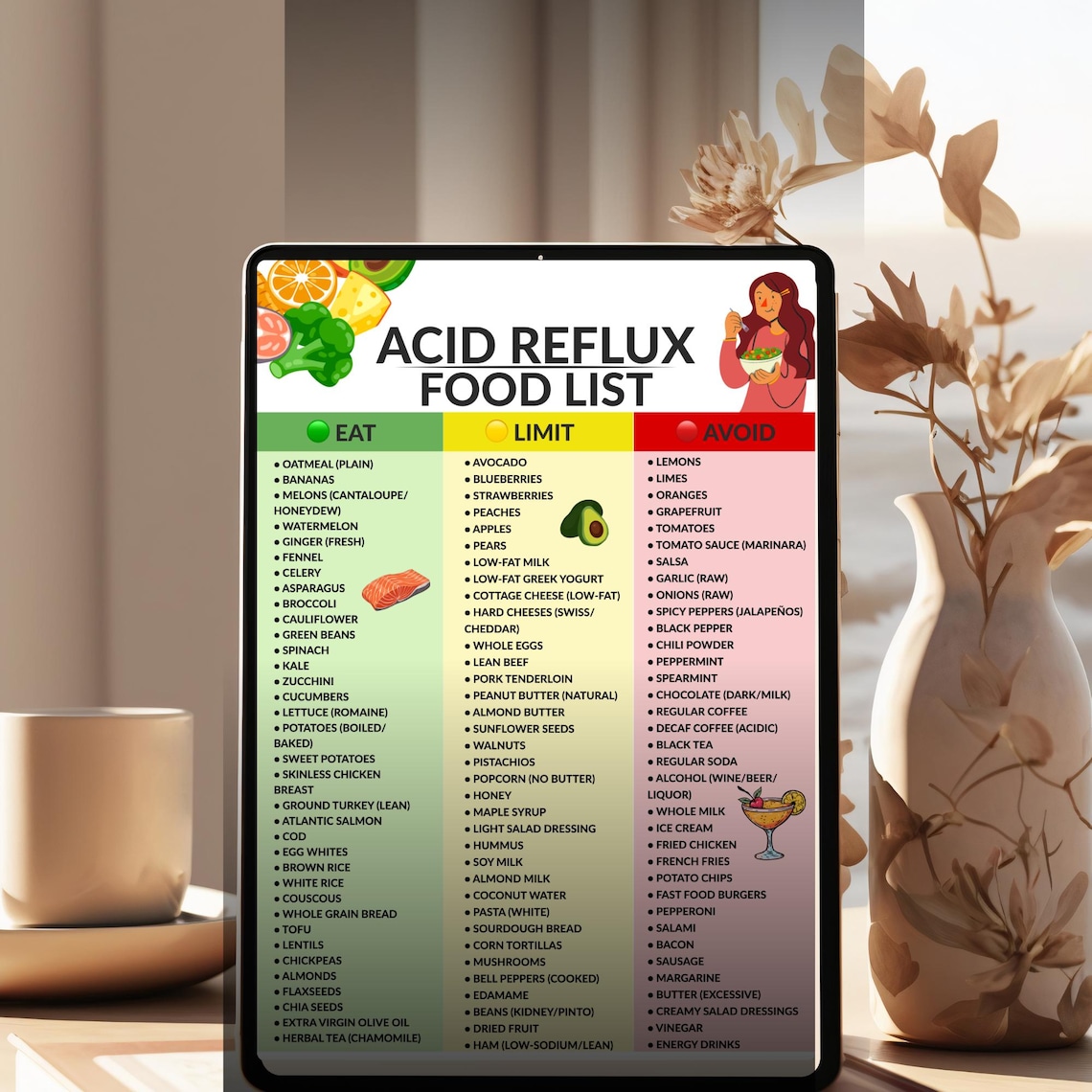 Acid Reflux Food List Printable | GERD Diet Guide | Heartburn Relief ...