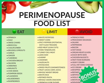 Perimenopause Food List | Hormone Balance Chart (Instant Download)