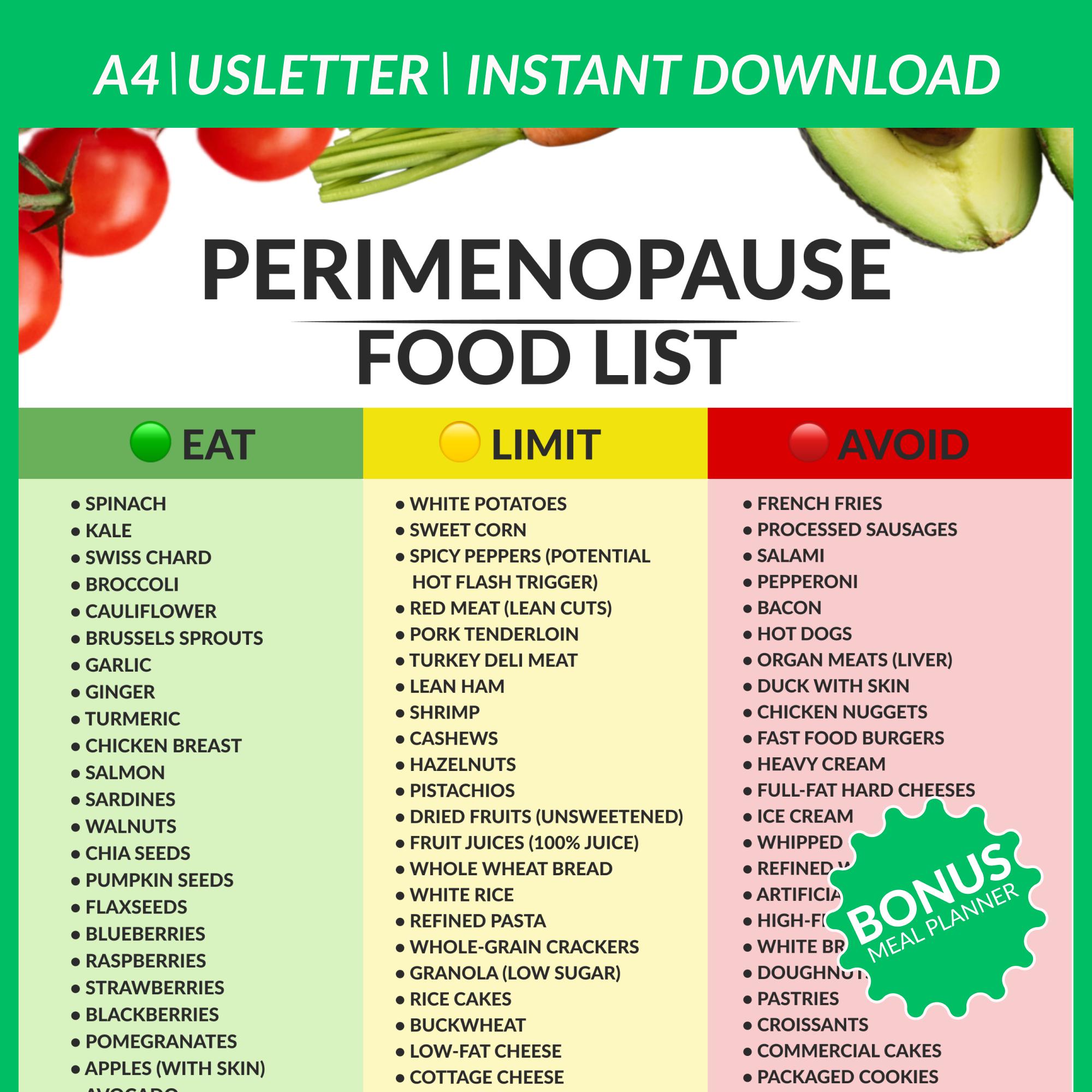Perimenopause Food List | Hormone Balance Chart (instant Download) - Etsy