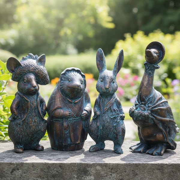 Cottagecore Animal Garden Statue Fairy Garden Decor Whimsical Outdoor Ornament Storybook Figurine Patio Yard Art Gift Small Animal Sculpture