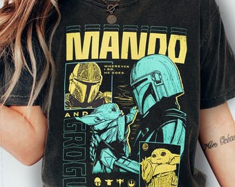 Retro 90S Disney Mandalorian Grogu Big Thunder Mountain Shirt, Vintage Star Wars Father's Day 2026 Tee, Retro Disney Dad and Son Matching