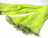 Bright Lime Green Georgette scarf - Available with Frill Lace or with Velvet Ribbon Edge