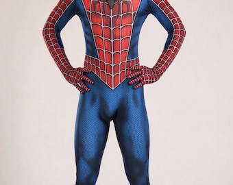 Red and Blue Web Pattern Bodysuit Cosplay Costume – Full Body Stretch Zentai Suit