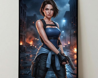 Jill Valentine Poster, Resident Evil Wall Art Print, Video Game Poster, Woman Poster, Gamer Decor